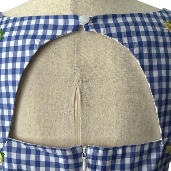 Talbots Lemon Gingham Shift Dress Embroidered Keyhole Back Lined Cotton 16 NWOT - Picture 13 of 16